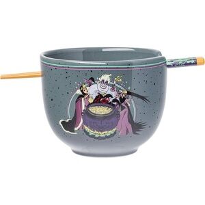 Disney Villains Cooking Up Trouble Ceramic Ramen Noodle Rice Bowl & Chopsticks